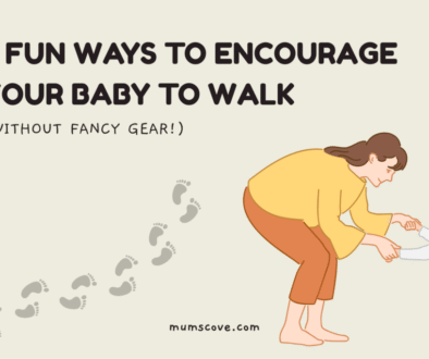 Mum encouraging her baby to walk