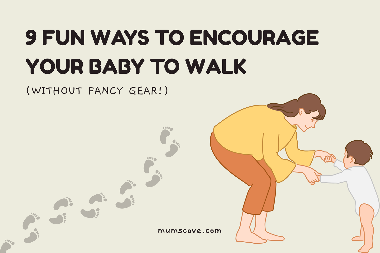 Mum encouraging her baby to walk