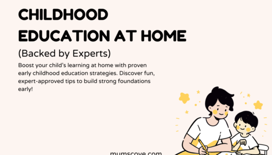 A mum teaching her child at home